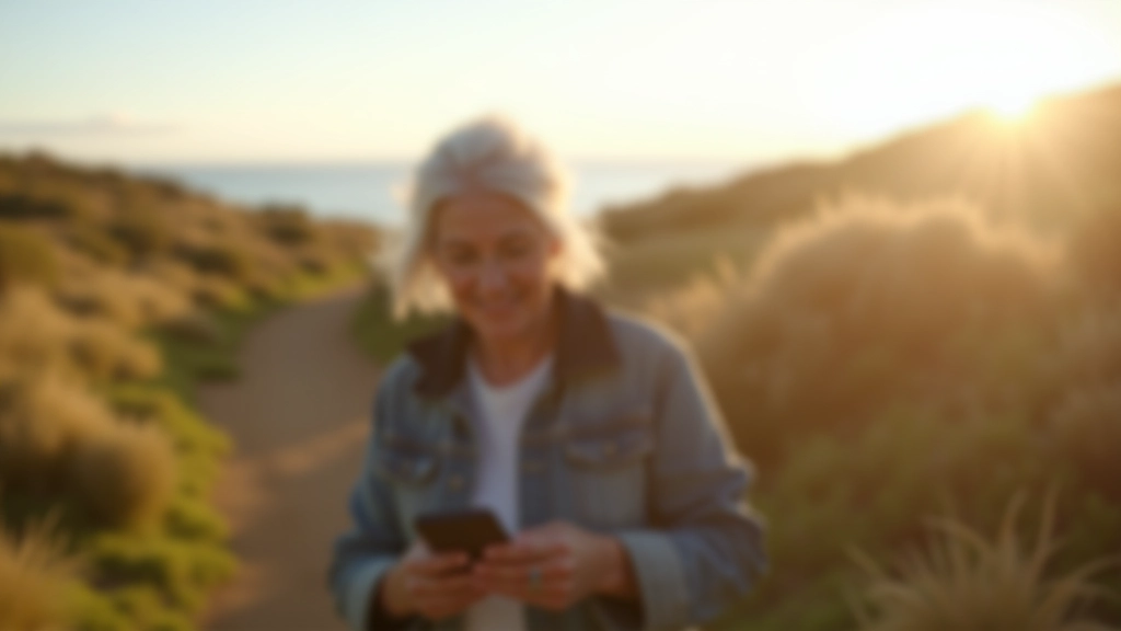 Senior woman checking weather forecast on smartphone before outdoor walk